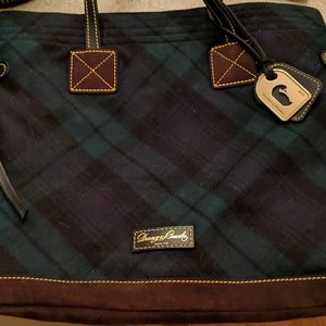 Dooney and Bourke Green and Blue Plaid Bag New